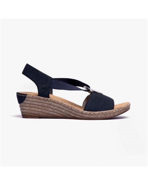 Rieker Blue 624H6-14 Ladies Slingback Wedge Sandals