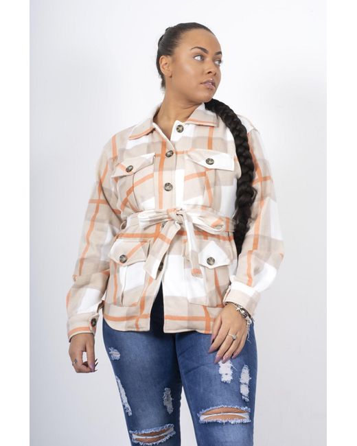 Femme Luxe Blue Check Tie Waist Shacket