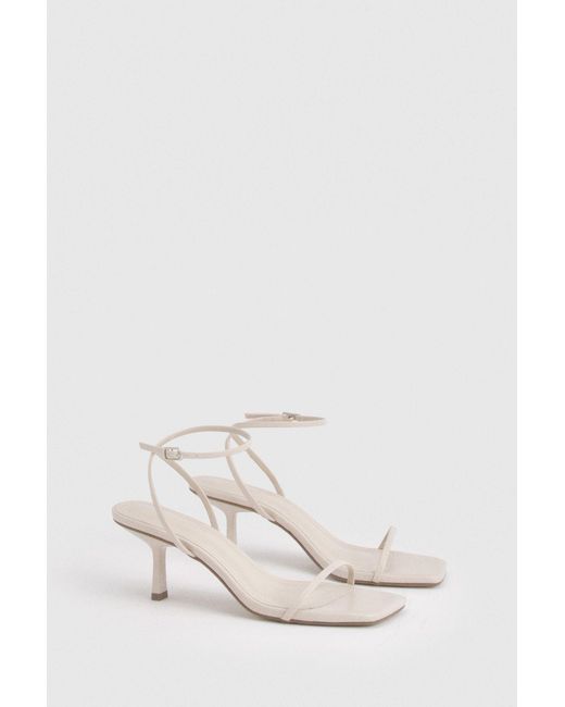 Boohoo Natural Square Toe 2 Part Mid High Heels