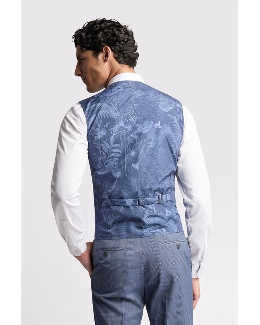 Ted Baker Blue Single Breasted Sleeveless Five Button V-Neck Plain Slim Fit Suit Waistcoat for men