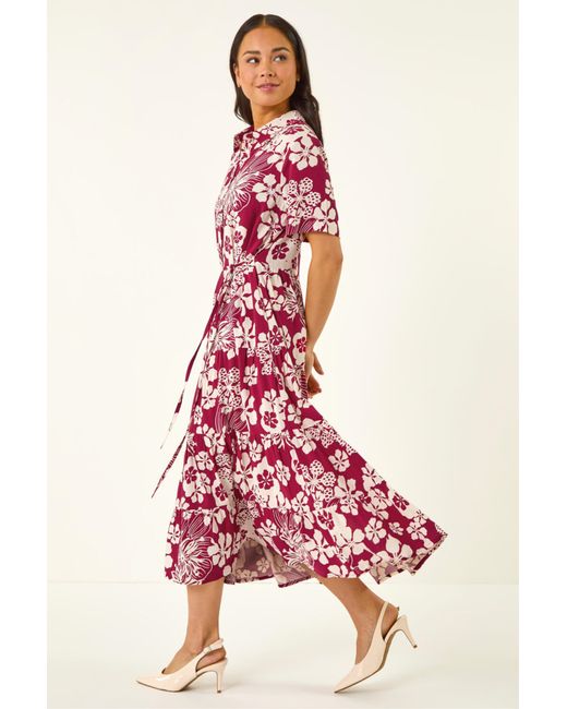 Roman Pink Petite Floral Shirt Dress