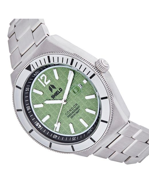 Shield White Condor Bracelet Watch W/Date for men