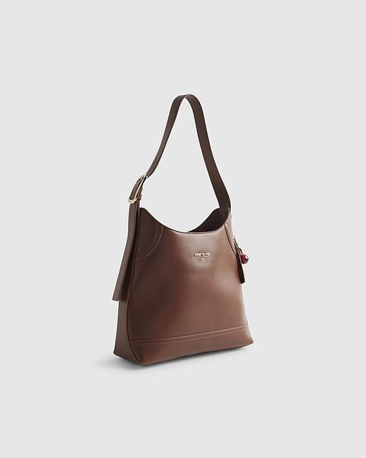 River Island Blue Slouch Bag Buckled Popper Cherry Charm
