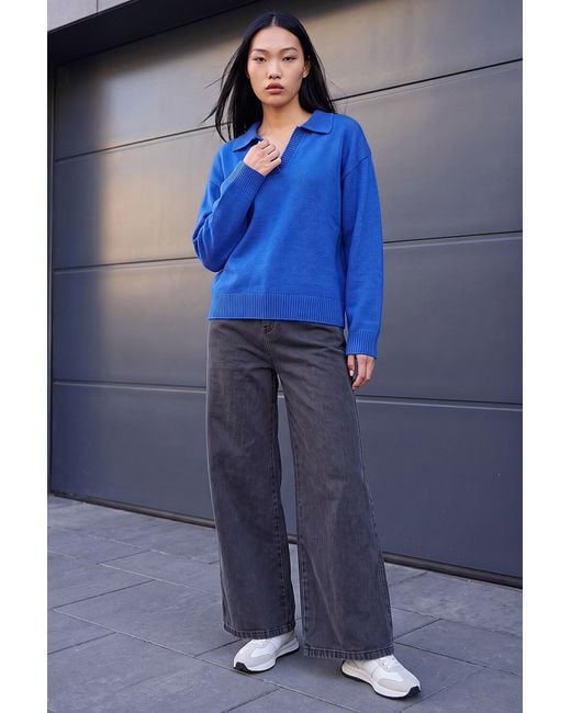 D.u.s.k Blue Collared Knit Jumper