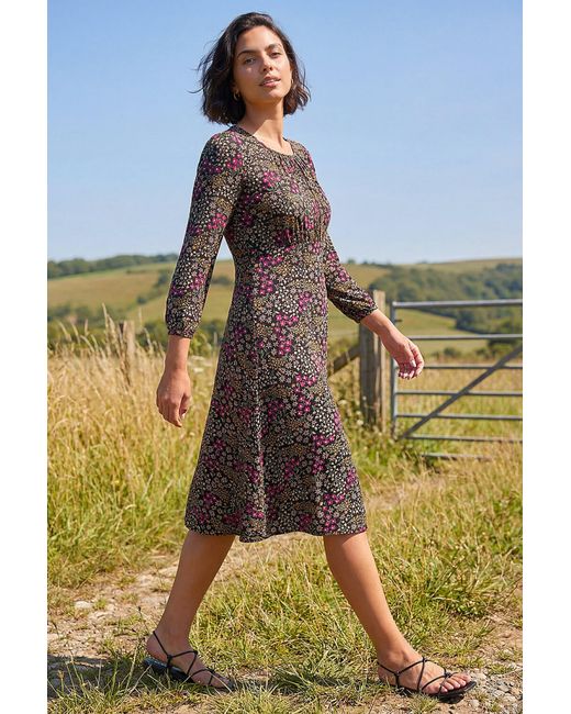 Roman Black Square Neck Ditsy Dress