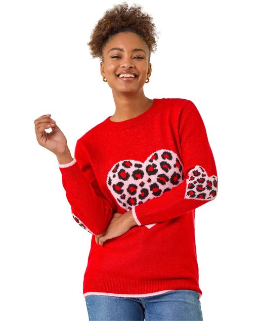 Roman Red Animal Heart Detail Knit Jumper