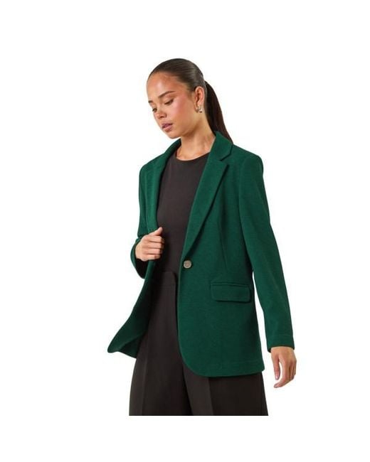 Roman Green Petite Textured Buttoned Blazer