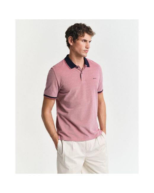 Gant Purple Colour Short Sleeved Oxford Pique Polo Shirt for men