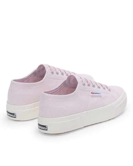 Superga Purple Ladies 2740 Lace Up Platforms /Avorio)