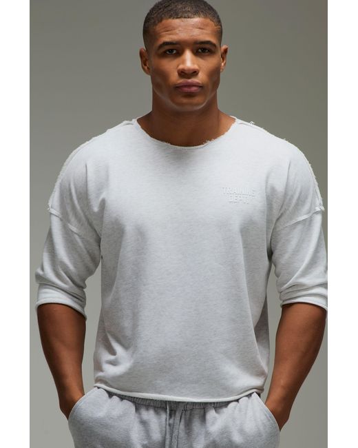BoohooMAN Gray Training Dept Loopback Oversized Rag Top for men