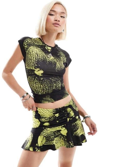 Collusion Green Flippy Micro Mini Skirt