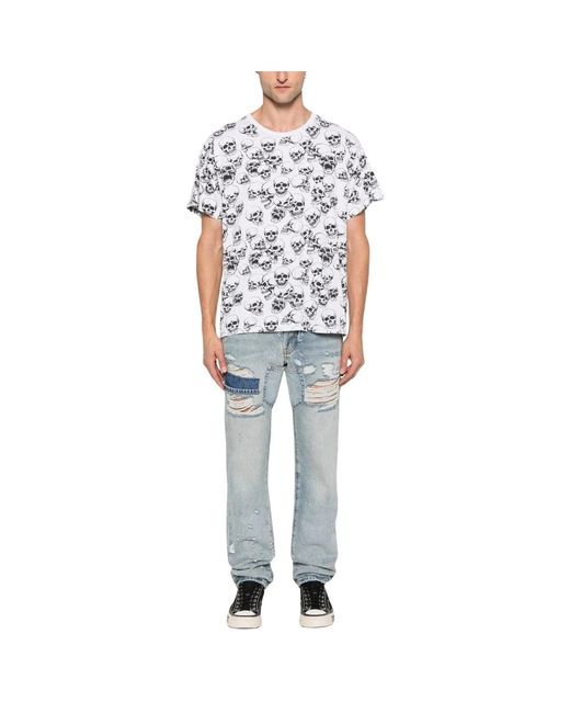 GALLERY DEPT. White Skull Logo T-Shirt Cotton for men
