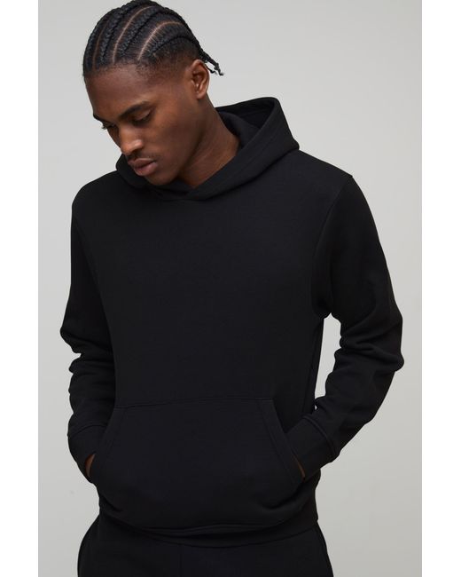 BoohooMAN Black Basic Boxy Over The Head Hoodie for men