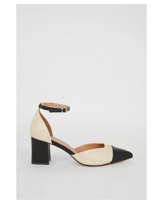 Wallis Black Wide Fit Dollis Pointed Two Part Toe Cap Courts