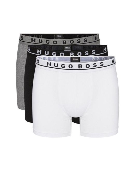 Boss White Hugo 3 Pack Stretch Cotton Boxer Trunks for men