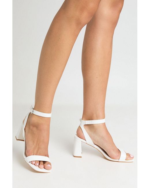 Boohoo White 2 Part Mid Block Heels