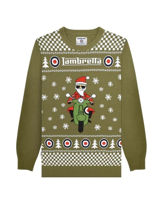 Lambretta Green Aw25 Scooter Christmas Jumper Cotton for men