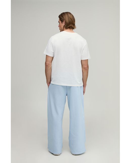 BoohooMAN Blue Essential Wide Leg Jogger for men