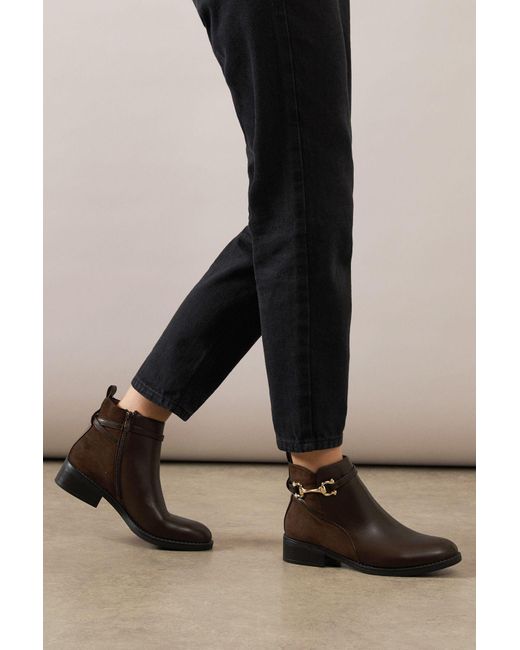 Wallis Black Mariannes Snaffle Detail Flat Ankle Boots