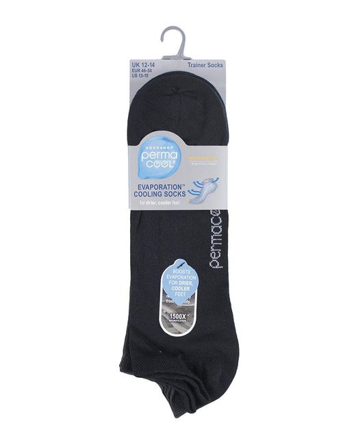 Permacool Black Breathable Anti Sweat Trainer Quarter Socks For Hot Weather