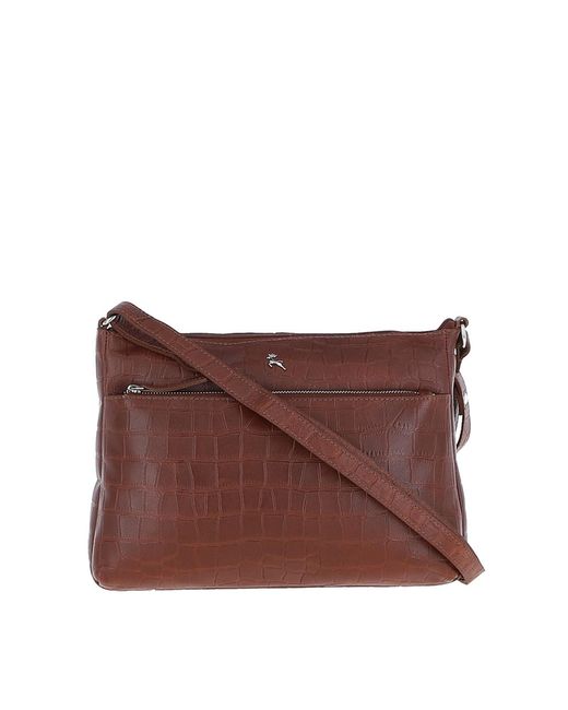 Ashwood Leather Purple 'Bridge' Croc Print Real Shoulder Bag