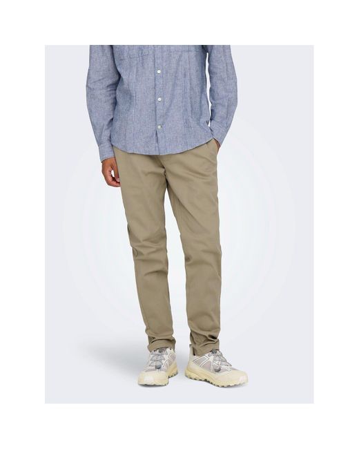ONLY Blue Solid Patterned Straight Chinos for men