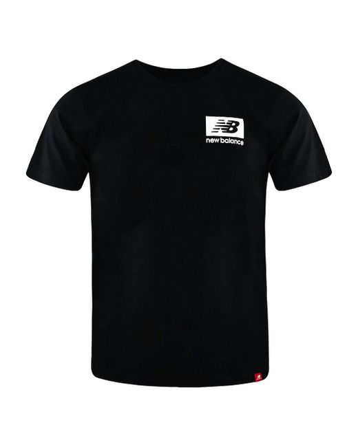 New Balance Black Short Sleeve Crew Neck Nb Essentials Id T-Shirt Mt13518 Bk Cotton for men