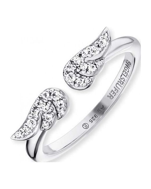 Engelsrufer White Err-Lilwing-Zi Ladies Double Wing Ring Sterling