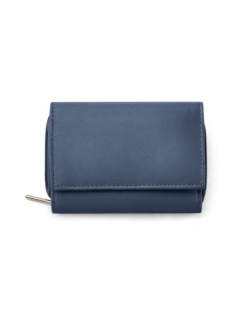 Woodland Leathers Blue Genuine Leather Rfid Wallet With Card & Coin Pocket
