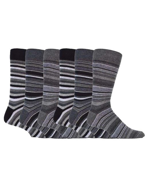 Sock Snob Black 6 Pack Colourful Striped Patterned Dress Cotton Socks for men