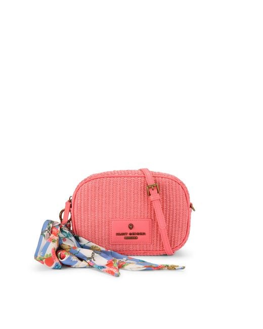 Kurt Geiger Pink Chiswick Raffia Camera Bag