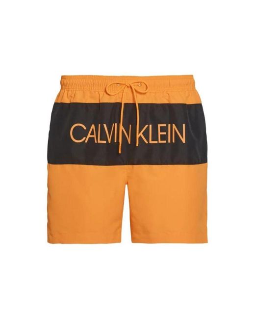 Calvin Klein Orange Km0Km00456 Core Logo Drawstring Trunks for men