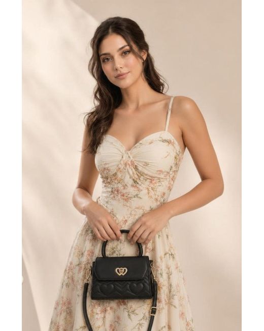 SVNX Natural Heart Quilted Top-Handle Crossbody Mini Handbag