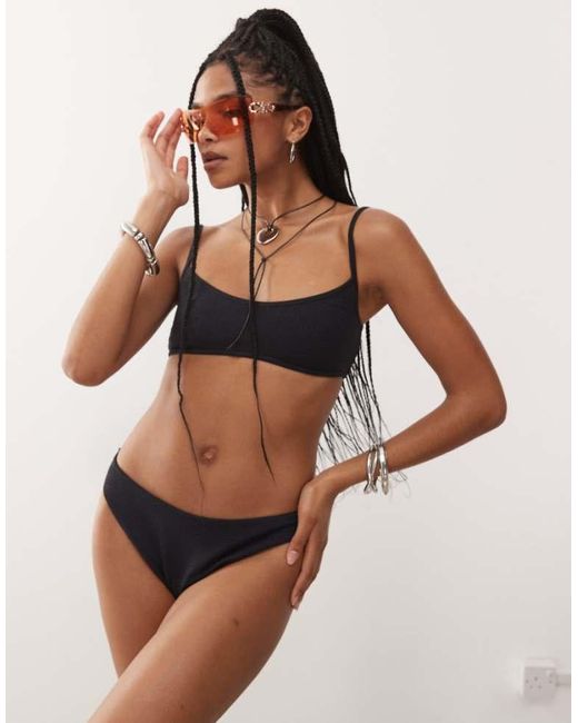 Collusion Brown Mix And Match Crinkle Bikini Bottom