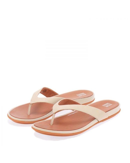 Fitflop Damesslippers Fit Flop Gracie Leather In Stone in het Pink