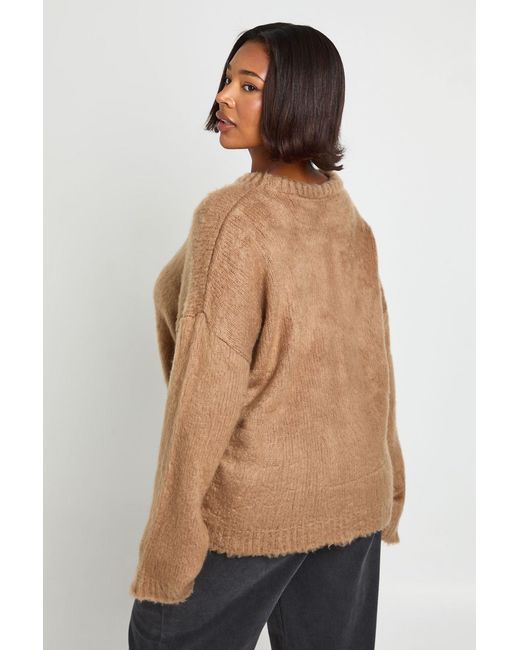 Boohoo Natural Plus Fluffy Crew Neck Oversized Jumper
