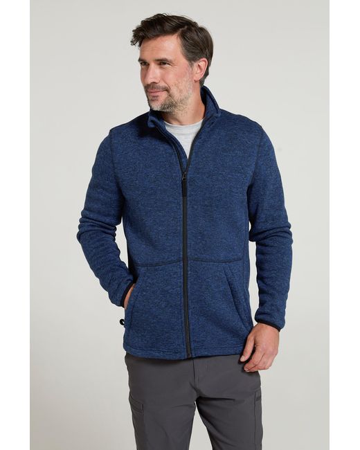 Mountain Warehouse Blue 'Idris Ii' Fleece Jacket With Side Pockets Full Zip Breathable Coat for men