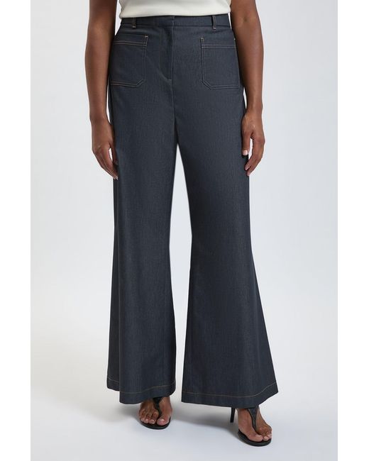 Karen Millen Blue Plus Size Tailored Denim Straight Leg Trouser