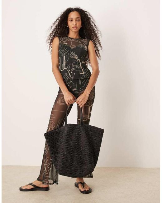 Never Fully Dressed Black Mesh Top Shirt Co-Ord
