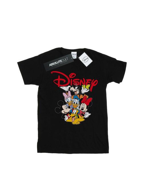 Disney Black Ladies Mickey Mouse Crew Cotton Boyfriend T-Shirt