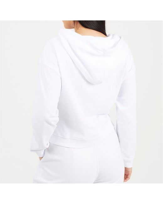 Brave Soul White Cropped Hooded Sweatshirt