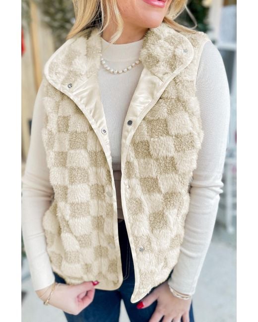 Azura Exchange Gekleed Fleece Vest in het Natural