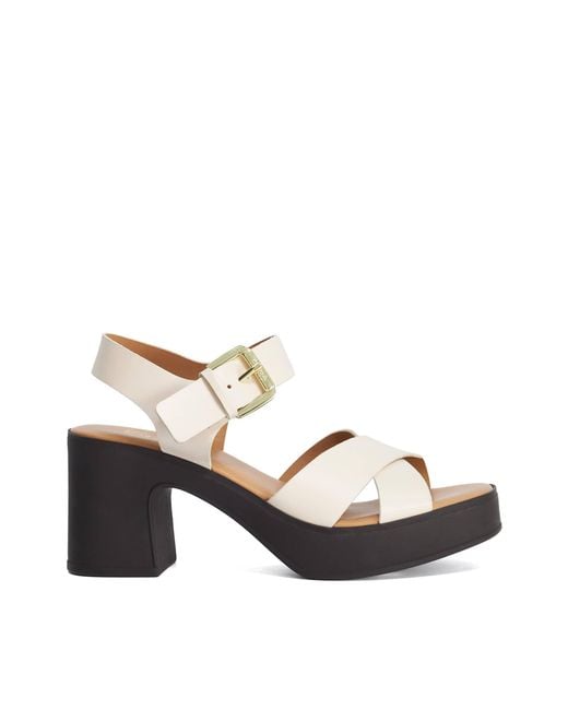 Dune Brown Judge Platform Leather Sandals