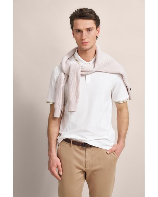 Bugatti Herren Poloshirt Met Contrasterende Strepen in het White voor heren