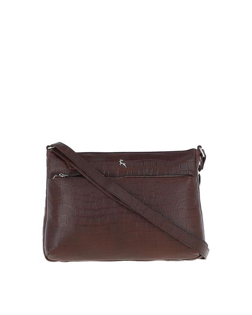 Ashwood Leather Purple 'Bridge' Croc Print Real Shoulder Bag