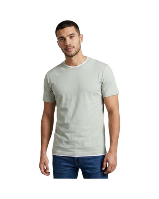 Other Gray T Shirts Short Sleeve Layered Collar Crew Neck Summer Basic Tee Pullover for men