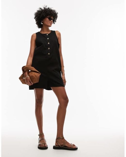 TOPSHOP Black Twill Romper