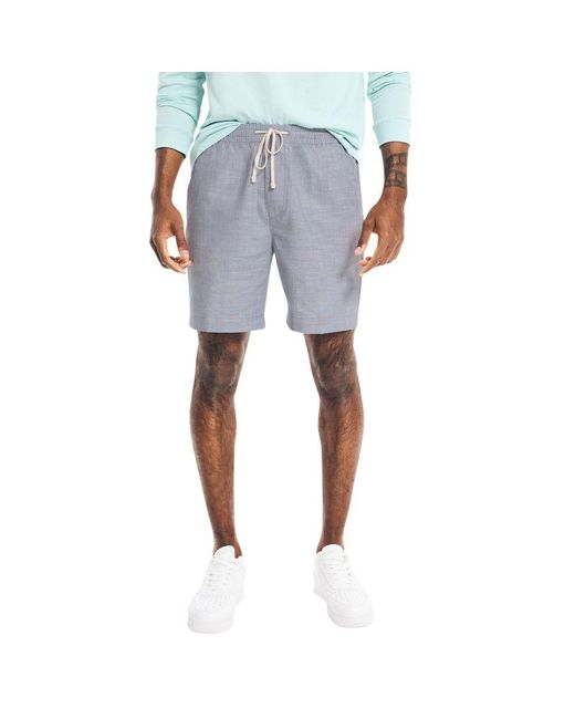 Nautica Blue Textured Cotton Boardwalk Shorts for men