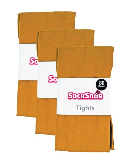 Sock Snob Orange 3 Pair Multipack Coloured Opaque 80 Denier Tights