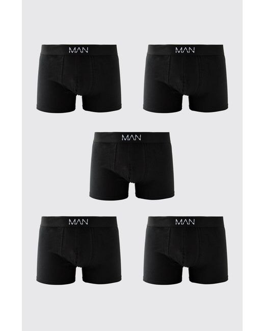 BoohooMAN Black 5 Pack Original Boxers for men